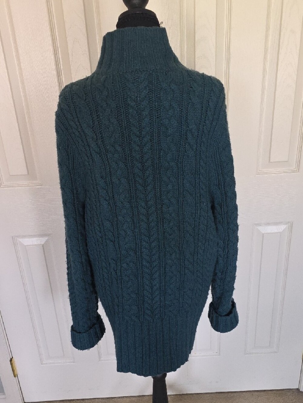 Duluth Trading Co Teal Cable Knit Button-Up Wool/cashmere Cardigan XL - Picture 3 of 9